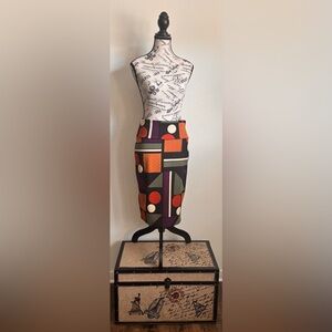 LuLaRoe Bold Geometric Pencil Skirt in Black, Orange & Purple